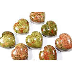 Garden of Love Unakite Coeurs gonflés polis à la main Coeurs en cristal de guérison pour la fertilité Énergie et décoration intérieure inspirée du printemps - Product Image 1