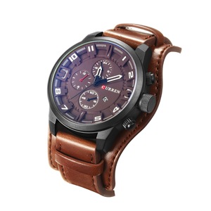 Montre décontractée pour homme 8225, mouvement à quartz japonais, chronographe en alliage, bracelet en cuir, étanche 30 bars, style dessin animé, mode vintage, avec pièce de monnaie - Product Image 2