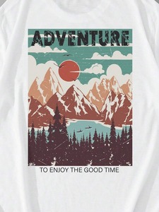 เสื้อยืดลายภูเขาและลายสโลแกนสำหรับผู้ชายสามารถปรับแต่งได้ โรงงานเสื้อผ้า.F10 - Product Image 4