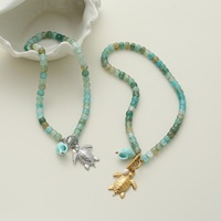Collier en pierres naturelles inspiré de l'océan KITI avec des breloques en coquille de tortue, plaqué or 18 carats, acier inoxydable, bijoux pour femmes