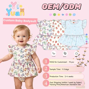 Body <span class=keywords><strong>de</strong></span> bebé personalizado OEM ODM con estampado, diseño libre, mariposa, <span class=keywords><strong>fresa</strong></span>, manga con volantes, mono <span class=keywords><strong>de</strong></span> bambú con falda <span class=keywords><strong>para</strong></span> bebé - Product Image 1