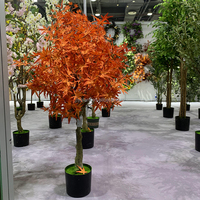 Maison Jardin Décor Faux Pot Bonsaï Plante Arbre Artificiel En Plastique Rouge Japonais Feuille D'érable Arbre