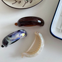 Barrette à cheveux en acétate coréen, forme géométrique, avec pompon, faite à la main, pour queue de cheval haute, pince banane croisée