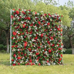Panel de pared de flores artificiales 5D con base de tela para exteriores, bodas, festivales, centros comerciales, área de bienvenida, fondo de pared - Product Image 1