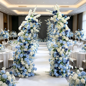 2024 Factory Hot Sale Artificial <b>Flowers</b> Decor Wedding Arch Blue <b>Silk</b> Rose Greenery <b>Flower</b> Arch for Wedding - Product Image 1