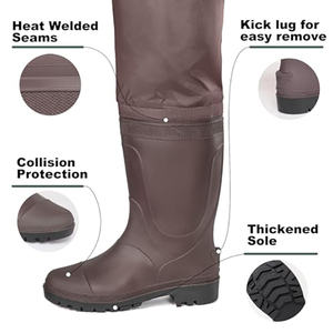 <span class=keywords><strong>Cuissardes</strong></span> imperméables en PVC et nylon avec <span class=keywords><strong>bottes</strong></span> intégrées pour la pêche, la chasse, l'agriculture et le travail - Product Image 4