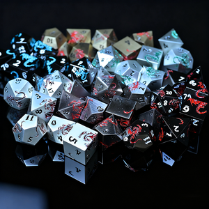 סט קוביות דרקון זוהרות בחושך, בעבודת יד, יוקרתיות, לשנת <span class=keywords><strong>2026</strong></span>, 7 ב-1, קוביות מתכת פוליהדרליות עם קצוות חדים למשחק תפקידים D&D - Product Image 5