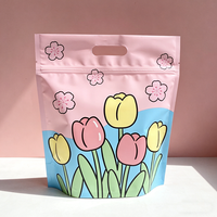 Sac d'emballage refermable coloré personnalisé avec imprimé floral mat, réutilisable, imperméable et anti-odeur