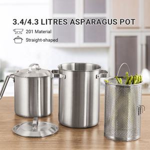 Batterie de cuisine 20 pièces en acier inoxydable 5 couches Base à induction antiadhésive <span class=keywords><strong>Asperges</strong></span> Pots à spaghetti avec filtre Vente en gros - Product Image 3