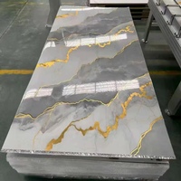 Panneau mural en PVC marbré brillant de 1200x2400 mm avec revêtement UV, imperméable, pour fond de télévision, hôtel, centre commercial, décoration murale intérieure