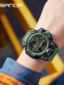 Reloj Deportivo Cuadrado para Hombre Sanda 3133, Nuevo, Resistente al Agua 50M, Reloj Analógico-Digital de Cuarzo con Cronógrafo y Correa de Silicona - Product Image 2