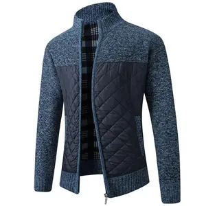 Pullover da uomo Casual Top lavorato a maglia morbido autunno Zip tasche spesse maglione cappotto Cardigan sottile caldo