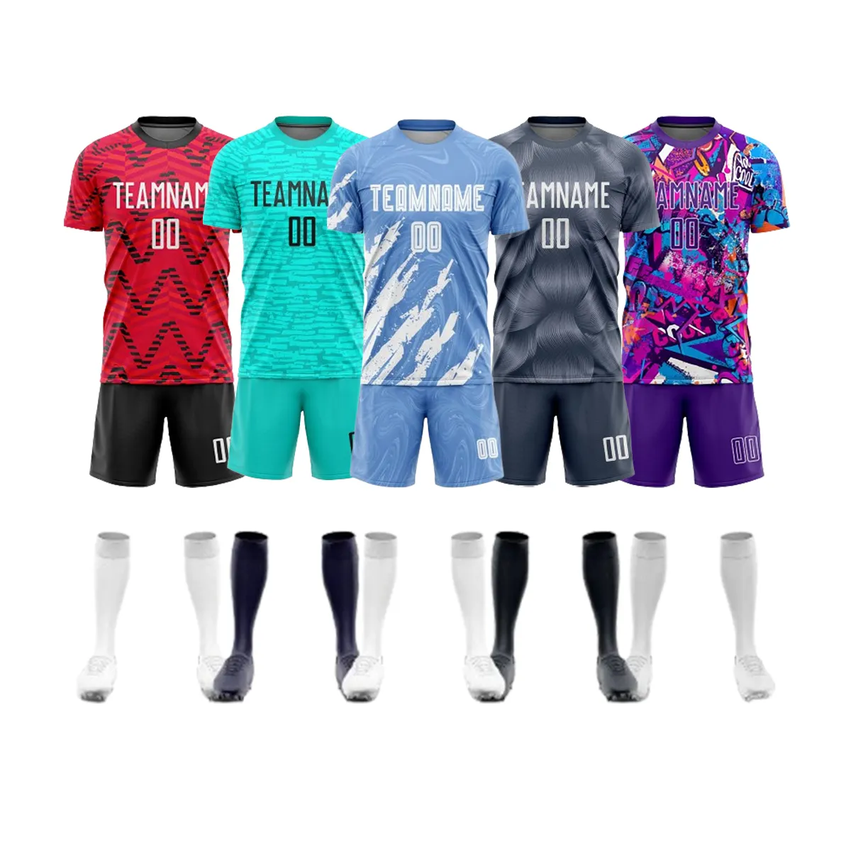 Venta al por mayor de alta calidad de los hombres personalizados fútbol Jersey Club de diseño de sublimación de malla desgaste uniforme de fútbol equipos conjunto rojo 2024