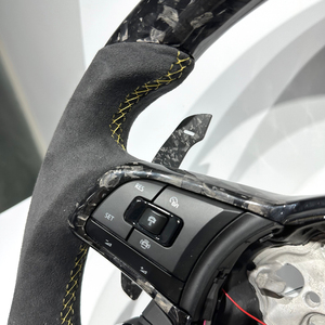 <span class=keywords><strong>Volante</strong></span> Deportivo de Fibra de Carbono Forjado Plateado con Botón de Arranque, Botón de Modo y LED para Volkswagen MK7 MK6 MK5 <span class=keywords><strong>Golf</strong></span> R GTI GTS <span class=keywords><strong>GTD</strong></span> - Product Image 5