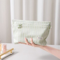 Grande trousse de maquillage en toile, sac de voyage pour cosmétiques et soins de la peau, sac à main à fleurs, portable, écologique, avec fermeture éclair, pochette de rangement