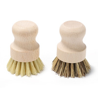 Brosse de nettoyage manuelle exclusive pour cuisine, en bois de hêtre et sisal, à manche court, pour vaisselle, assiettes et casseroles en bois, pour usage transfrontalier