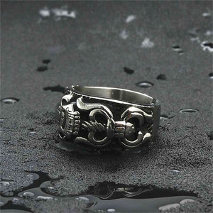 Men's Stainless Steel <b>Cross</b> <b>Ring</b> <b>Silver</b> Punk Style Geometric Design Gift Jewelry - Product Image 2