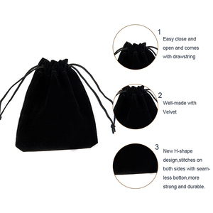 Custom Logo Printed Black High Quality <b>Drawstring</b> Velvet <b>Pouch</b> Soft Velvet Fabric Gift Jewelry Velvet Bag for Jewellery - Product Image 6
