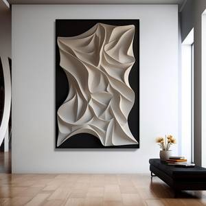 Tranh treo tường gỗ nghệ thuật đen trắng 2 màu sang trọng hiện đại phong cách đơn giản chất liệu gỗ 3D có vân - Product Image 6