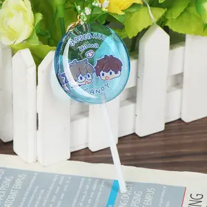 Herstellung gedruckt Custom Charm Japan Anime Acryl Schlüssel bund Doppelseite gedruckt Lutscher mit Glitzer Epoxy