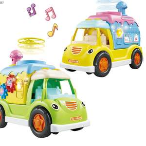 بطارية تعليمية تعمل بالصحون الطائرة قاذفة كهربائية موسيقية كارتون لعبة سيارة ثلج - Product Image 1