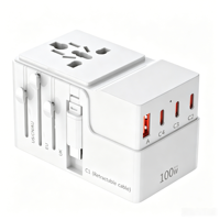 Adaptateur de voyage universel Foxcan All One 100W GaN avec 4 ports USB-C et 1 port USB-A, chargeur rapide PD QC3.0, matériau ignifuge, pour ordinateur portable, appareil photo, écouteurs