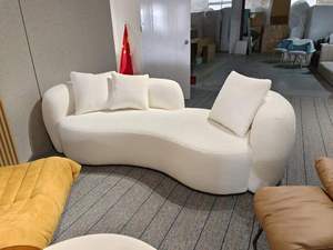 Canapé Chaise Longue Courbé 1, 2 ou 3 Places en Tissu d'Ameublement Velours Bouclé Effet <span class=keywords><strong>Laine</strong></span> d'Agneau Cloud pour Hôtel et Studio - Product Image 3