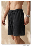 Shorts pour hommes style Old Money vintage délavé, coupe ample et respirante, en mélange coton-polyester texturé gaufré