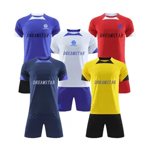 Conjunto de roupa de futebol lisa 2023, camisa bordada personalizada, uniforme de futebol de secagem rápida para homens