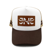 Haut profil camionneur chapeau personnalisé en cuir Patch Logo marque étiquette casquette de sport haut profil pays rayures Snap camionneur chapeau
