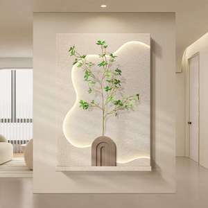 Yiwu original crème style <span class=keywords><strong>simulation</strong></span> plante verte salon <span class=keywords><strong>peinture</strong></span> murale entrée LED <span class=keywords><strong>peinture</strong></span> décorative <span class=keywords><strong>peinture</strong></span> suspendue - Product Image 1