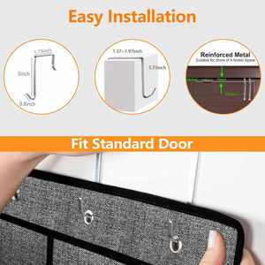 35 Grid Linen Door Rear <b>Hanging</b> Bag Door Back Ankle Sock Buggy Bag Applicable to Kitchen and Bedroom, Etc. - Product Image 3