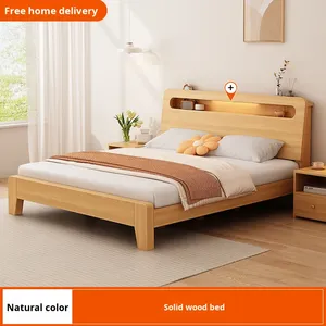 Khung giường đôi cỡ Queen hiện đại tối giản 1,5m, khung giường đơn 1,8m, chất liệu gỗ thông nguyên khối, giường vải mềm mại, dùng cho nhà ở hoặc cho thuê. - Product Image 6