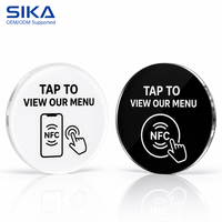 Plaque de menu numérique NFC ronde SIKA, étanche et sans contact, pour restaurants, cafés, bars, hôtels, bistrots