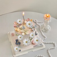 Décorations de gâteaux en papier de riz comestible à motif marguerite blanche, motifs peints à la main, pour pâtisserie, exclusivité transfrontalière
