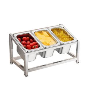 Yongkang 3 Compartment Condiment Rack With <b>Stand</b> Square Stainless Steel For Milk <b>Tea</b> Shops And Food Service L Size - Product Image 1