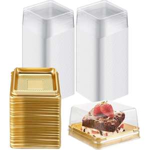 Bandejas Desechables de Plástico para Pastel, Sushi, Hamburguesas - Bandejas de PET con Impresión Dorada - Product Image 1