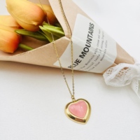 Collier en acier inoxydable HC Romantic avec pendentif cœur rose, collier simple de haute qualité pour femme