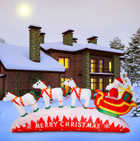 Décoration de Noël gonflable 3M, renne et licorne tirant un traîneau, avec éclairage LED, pour extérieur, jardin, fête