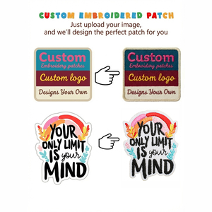 Op maat gemaakte 100% volledig geborduurde <span class=keywords><strong>patch</strong></span>, platte geborduurde patches, strijkbare logo-badge voor kleding, jassen, hoge dichtheid merrow rand - Product Image 5