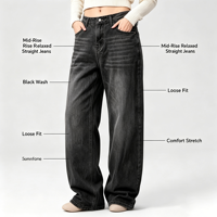 Jean baggy pour homme, coupe droite, style streetwear, tenue décontractée