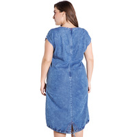 Robe d'été en jean grande taille pour femmes Vêtements à col rond Poches élégantes 4xl 5xl 6xl Robe de soirée grande taille