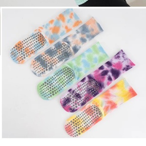 Customized Tie Dyed Silicone Non <b>Slip</b> Sports Socks for Spring and Summer Women MID Calf Yoga Socks - Product Image 2