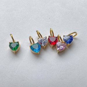 Eternal Heart Birthstone Charm | 18K PVD Gold Plated Stainless Steel Zircon Pendants | Waterproof, Hypoallergenic & Tarnish Free - Product Image 6