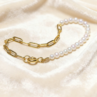 Bracelet tendance en argent S925 plaqué or 18 carats avec perles d'eau douce blanches filetées, cadeau de fête de Noël