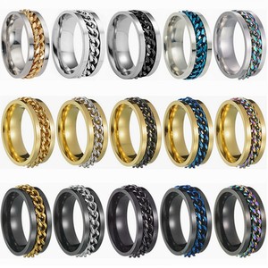 Anelli Punk Unisex 2026 Europa USA Nuovi e di Tendenza in Acciaio Inossidabile di Alta Qualità con Catena Rotante Antistatica e Decompressiva Stile Europeo - Product Image 5