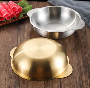 Pot chaud de style coréen en acier inoxydable mat épaissi en or Bassin à nouilles à soupe à double oreille Bassin rond multi-usages <span class=keywords><strong>pour</strong></span> cuisinière à gaz - Product Image 3
