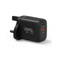 Adaptor Charger Ponsel Pengisian Cepat USB Type C PD 20W Grosir Kustom Colokan 3 Pin UK untuk Infinix Android USB-C Charger