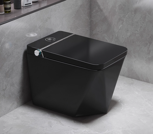 Articles sanitaires de luxe : WC intelligent avec bidet intégré, allongé, à évacuation en S, à poser au sol, télécommande, céramique noire mate - Product Image 3