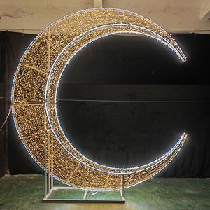 فوانيس زينة هلال رمضان LED، إضاءة صفراء لتزيين الحدائق الخارجية، مصابيح زينة هلالية LED - Product Image 4